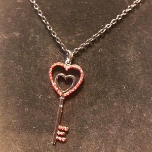 Vintage black heart key necklace